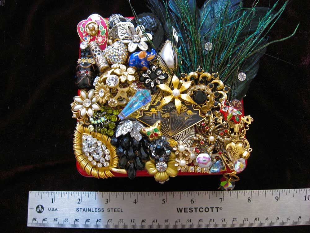 Karma Box Vintage Jewelry Embellished Red Mosaic Box