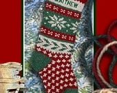 Holly and Snowflake Knitted Personalized Christmas Stockings