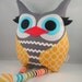 Handmade Owl Stuffed Animal Pillow plush toy bellamina's owl pillow Circles in Marigold