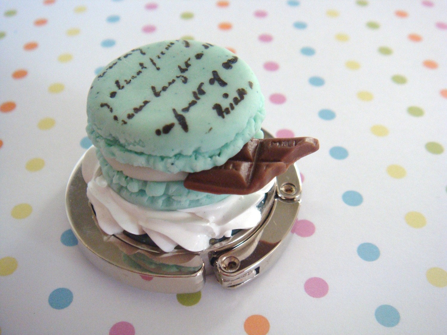 the Mint Macaroon With Chocolate Purse Hanger