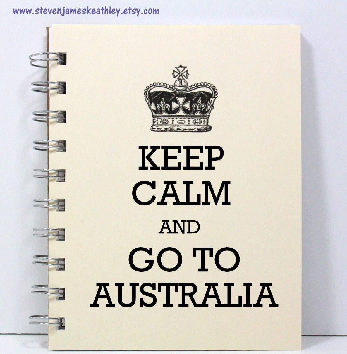 Travel Journal Diary Notebook Sketch Book - Keep Calm and Go To Australia - Ivory