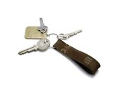 FREE shipping, Monogrammed Leather Chocolate Brown Key fob, personalized