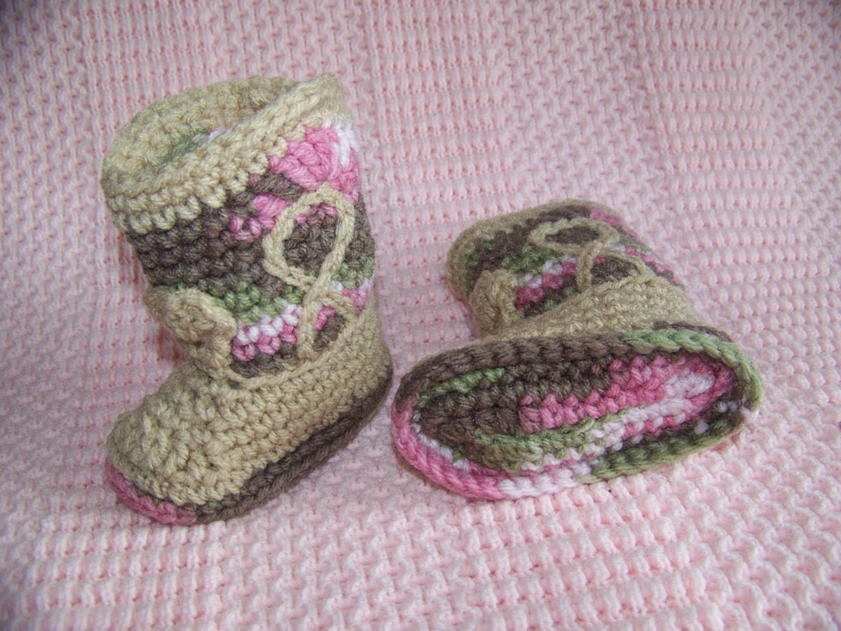 Baby Cowboy Hat and Boots Tan and Camo Newborn And Beyond You Pick The Size And Colors