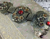Fabulous Assemblage Bracelet Cuff Featuring Art Nouveau Buckle