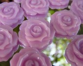 6 Lavender Lilac 18mm Rose Flower Cabochons Decoden Kawaii