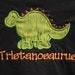 Personalized Dinosaur Custom Appliqued Shirt, Choose Your Own Fabric, Monogrammed,  Boys Birthday Shirt, Shirt,Tank,Onesie,Romper,Gift