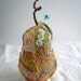 Bosc Crazy Quilted Pear Pincushion hand embroidered