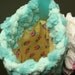 ON SALE - Pink and Yellow Flowers on Aqua Vintage Chenille Christmas Stocking - Vintage-style Millinery Flowers