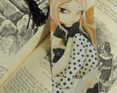 Honey-  goth fairy honey badger -  Hand crafted laminated fantasy art  bookmark with tassel.