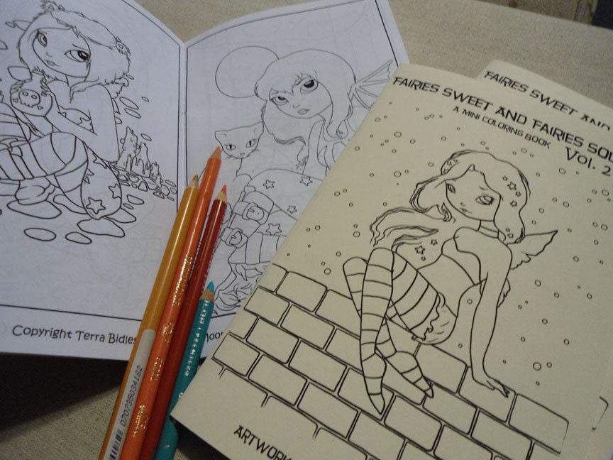 Mini Coloring book - Volume 2 - Fairies Sweet and Fairies Sour - A coloring book fantasy fairy mermaid