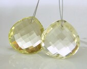 Lemon Quartz Heart Focal Briolettes Matching PAIR