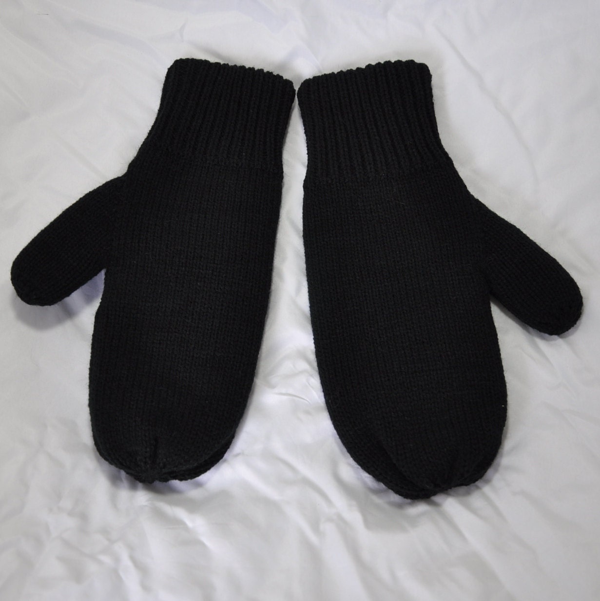 Mittens, Teen to Adult size, Black and Double Thick
