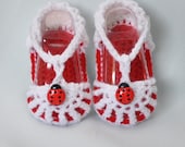 Lady Bug Sandals, Baby Shoes, Booties with Lady Bugs size 0-6 Months