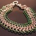 Sterling Silver accented with green, a beautiful and handmade bracelet