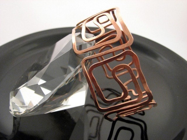 Copper bracelet beautiful and Handmade Greek Key design inspired bangle