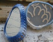 Mermaid Tears - FISHES and FLOWERS - 2 Crochet Covered Italian Genuine Sea Pottery - recycled reuse