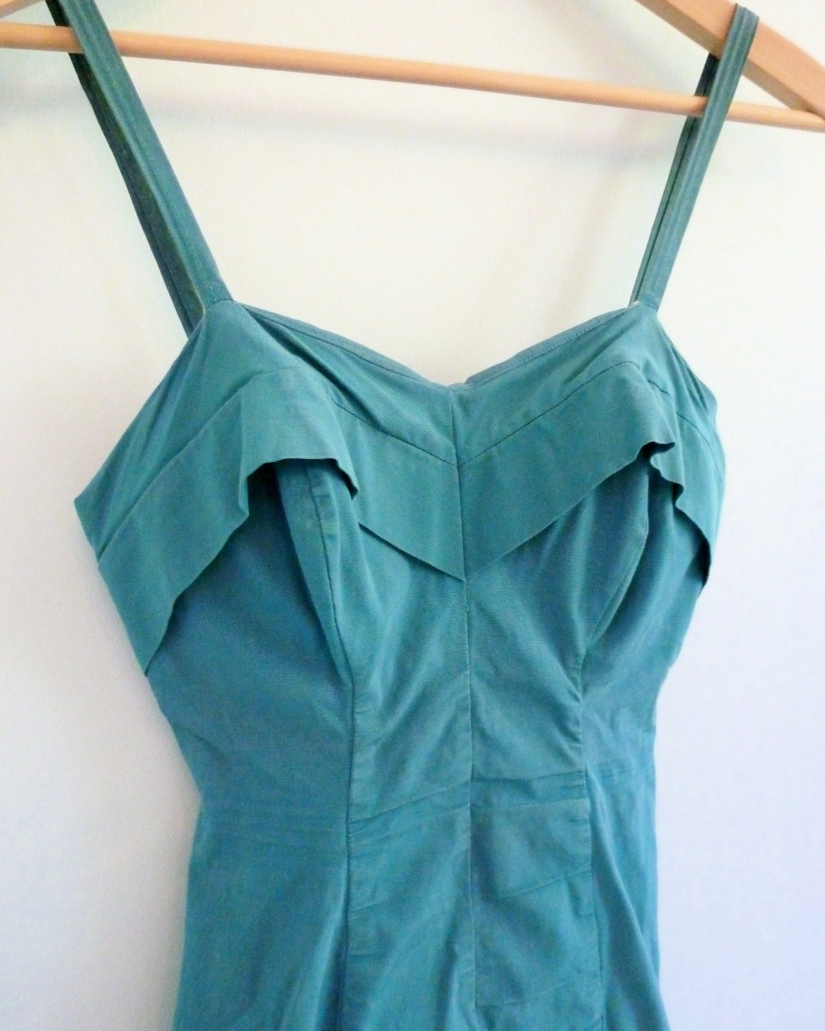 1940s 1950s Pinup Bathing Suit XS Turquoise Blue 50s One Piece Bombshell Swimsuit Rose Marie Reid Small