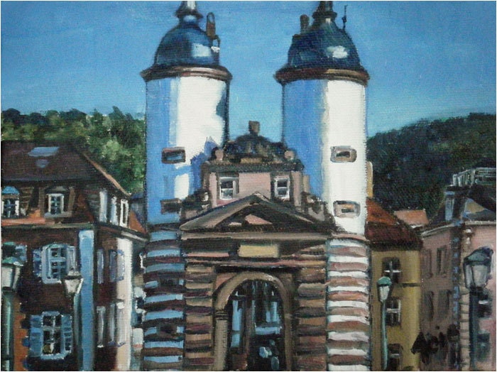 Heidelberg Gate - 8x6in Original German Oil Painting