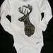 Your Pick of Design CUSTOM Mossy Oak Camouflage Appliqued Hunting Onesie or Shirt (Deer in Tutu)