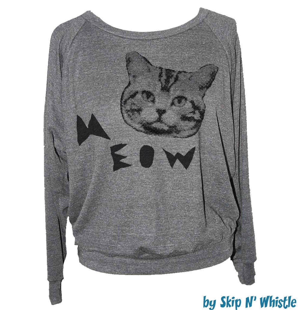 Womens CAT SWEATSHIRT -- american apparel S M L -- (4 Color Options) m1p