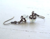 Free Shipping Antiqued Brass and New Jade Etruscan Earrings - KSInspirations
