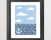 Waves and Anchor - 5"-7" Giclée Print