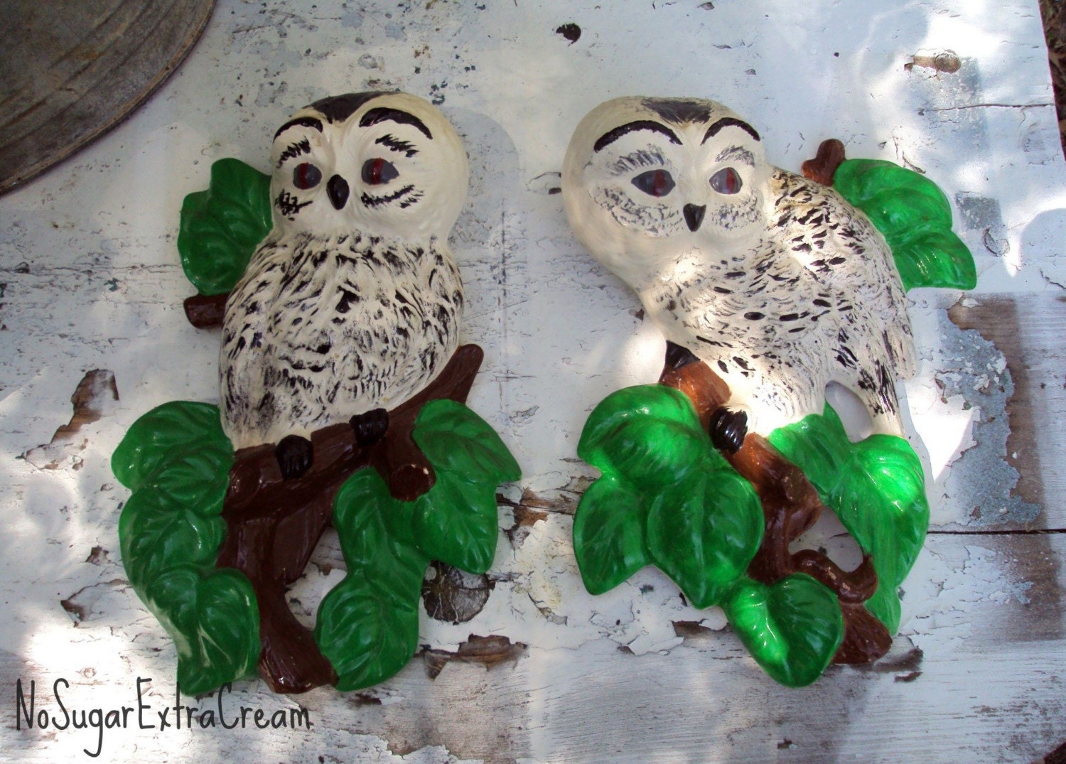 Owls - Pair of Ceramic Owls - VINTAGE - Holland Mold Owls - RETRO
