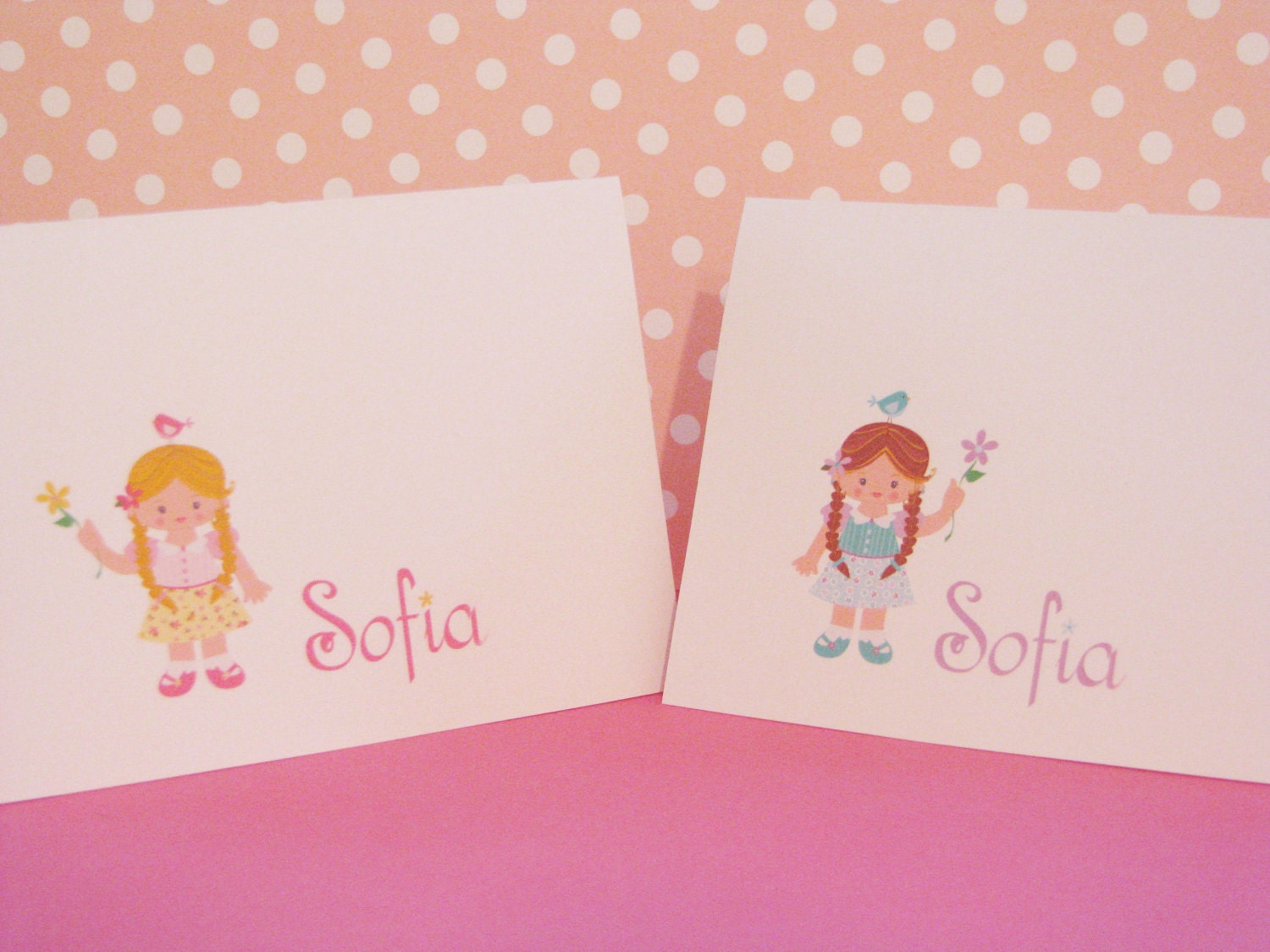 CUTE Personalized Little Girl & Birdy Thank You Cards- Customizable Il_170x135
