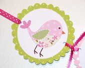Sweet High Chair Banner- Cute Pink and Green Birds Il_170x135
