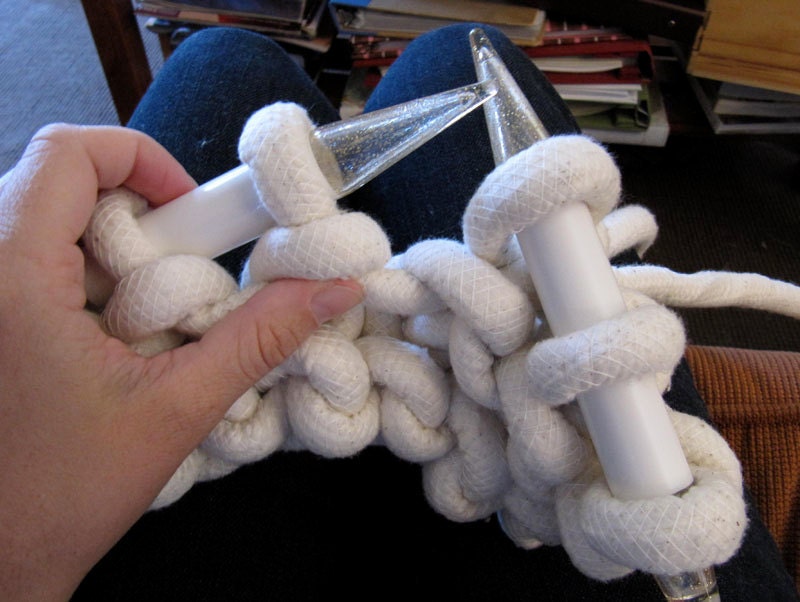 Giant knit rope rug - 30 by 20 inches
