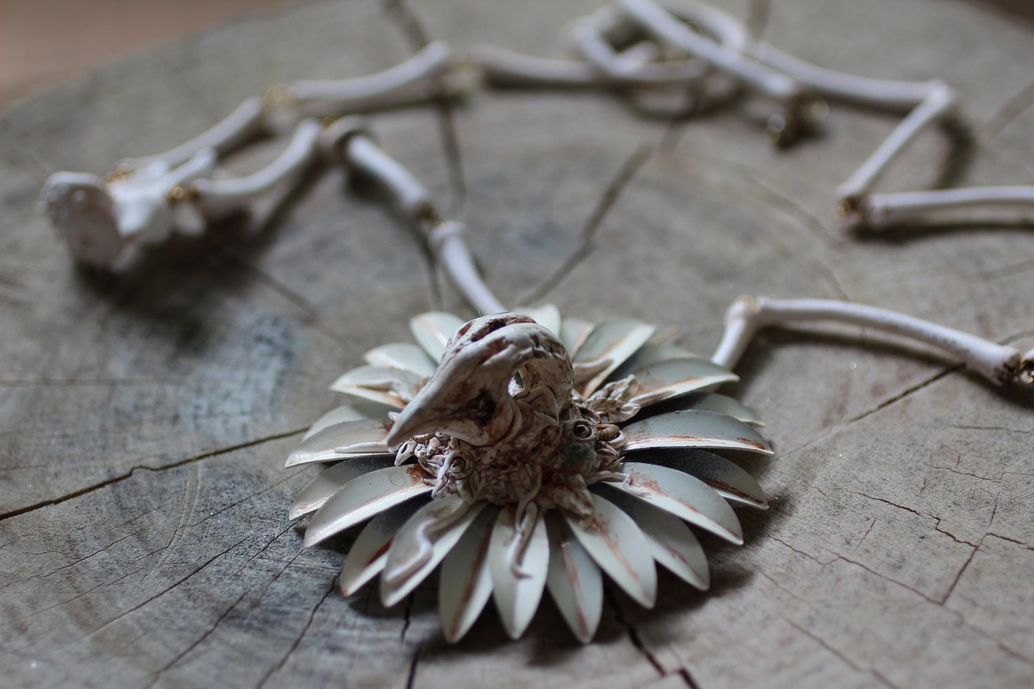 Bird  Skull Flora and Fauna Necklace