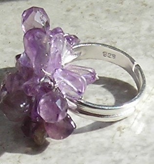 Purple Amethyst Cluster Ring -Make a Statment -Your Sterling Silver Ring...Unique and Handmade- ooak -Natural Gemstone Ring