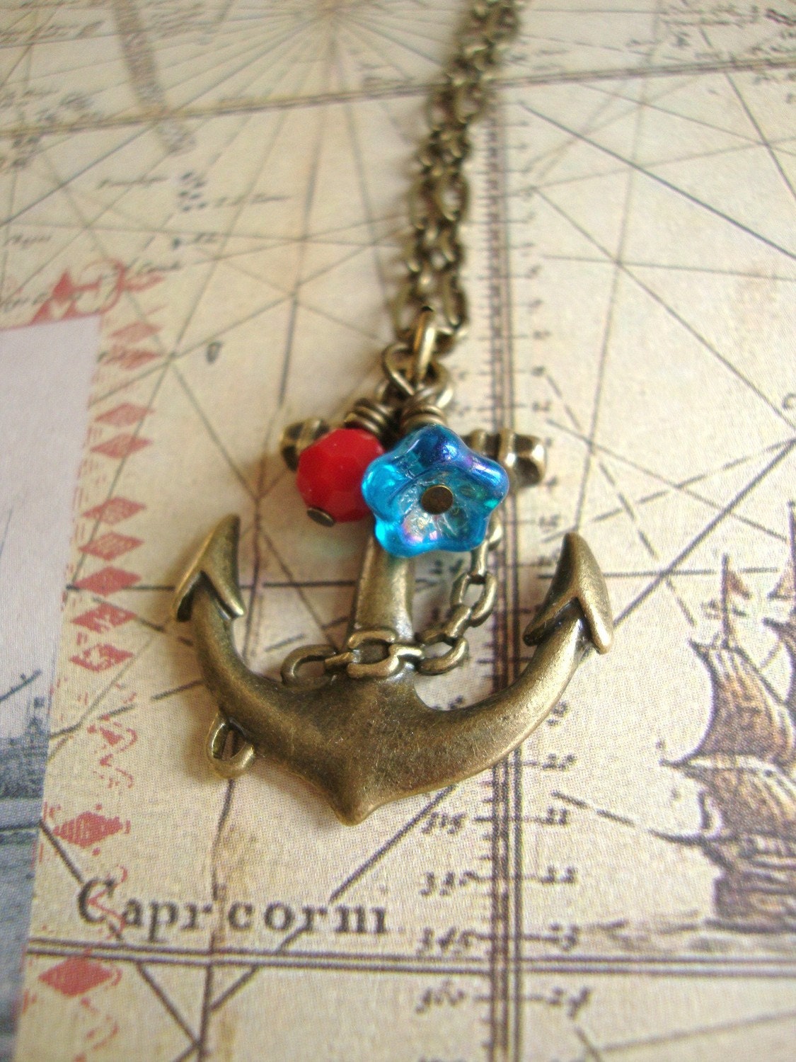 Sweet Sailor Girl. Anchor Necklace. Beach-Inspired Necklace