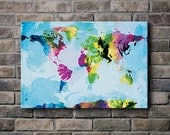 One Colourful World (blue version) - 12x18 Canvas Print