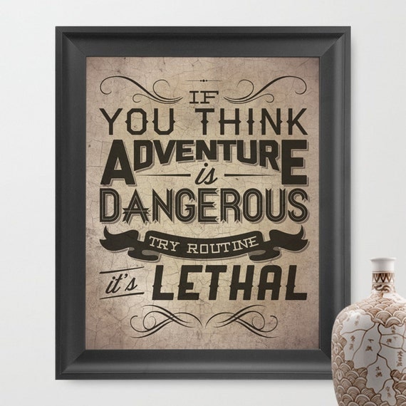 ADVENTURE Typographic Sign (light vintage version) - 8x10 Art Print