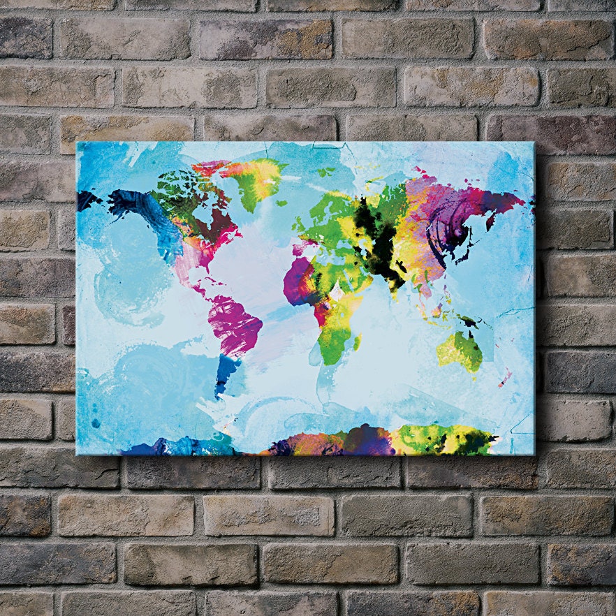 One Colourful World (blue version) - 12x18 Canvas Print
