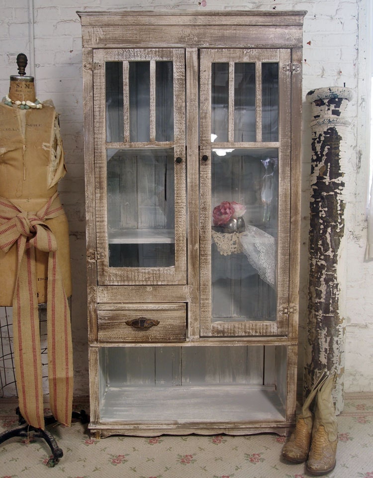 Vintage Painted Cottage Shabby Handmade Farmhouse Cabinet FH202