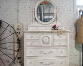 Painted Cottage Chic Shabby Tea Stained Romantic Dresser and Mirror CH15