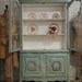 Vintage Painted Cottage Aqua Chic French China Cabinet CC138