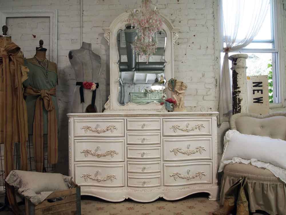 Painted Cottage Shabby Tea Stained Romance Dresser with Mirror DR14