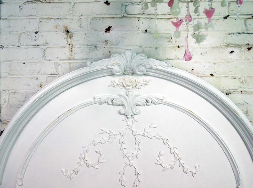Painted Cottage Chic Shabby White Queen Romance Bed BD205