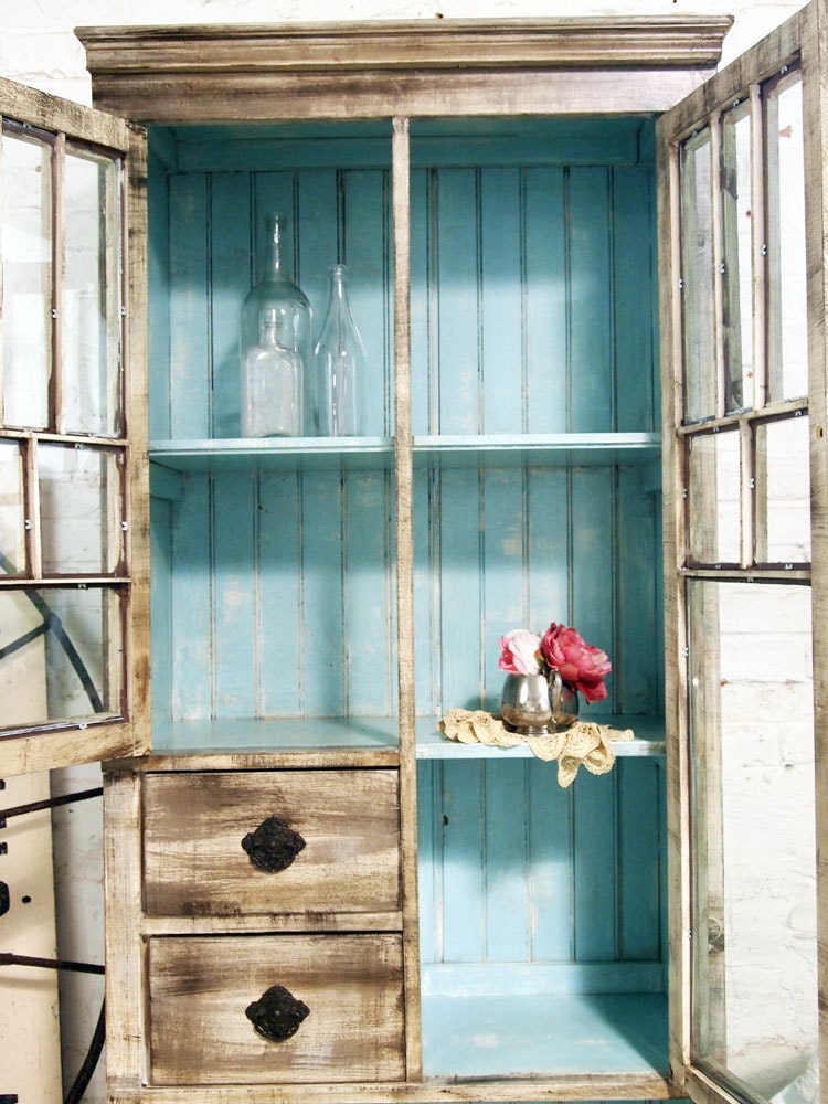 Painted Cottage Chic Shabby Handmade Farmhouse Cabinet CC310