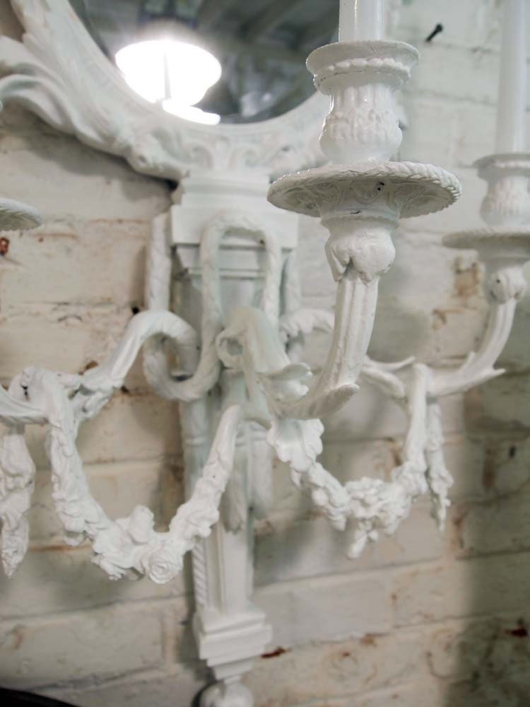 RESERVEPatriciaPainted Cottage Chic Shabby White Romantic French Sconces VF271