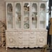 Painted Cottage Chic Shabby White Romantic Tea Stained French China Cabinet CC326