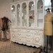 Painted Cottage Chic Shabby White Romantic Tea Stained French China Cabinet CC326