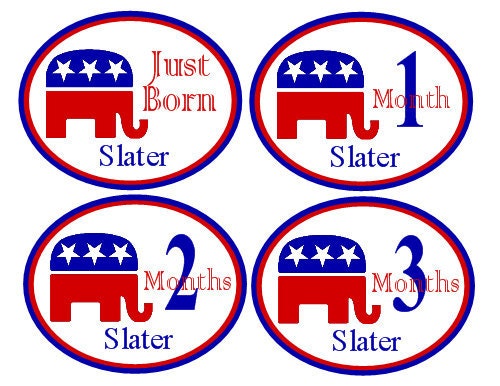 Baby Month Stickers - Personalized Monthly Onesie Stickers (Future Republican) - Includes Newborn, Large 12 Month, and Bonus Stickers