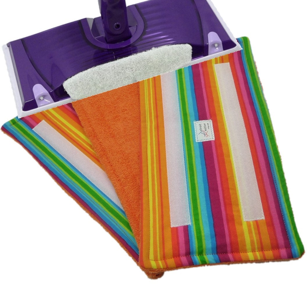 3 Washable Wet Jet Pads - Swifters - Washable for WetJets - Rainbow Stripes pattern