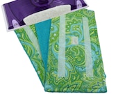 2 Wet Jet Pads - Swifters - Reusable Washable for Swiffer WetJets - Paisley Green Pattern