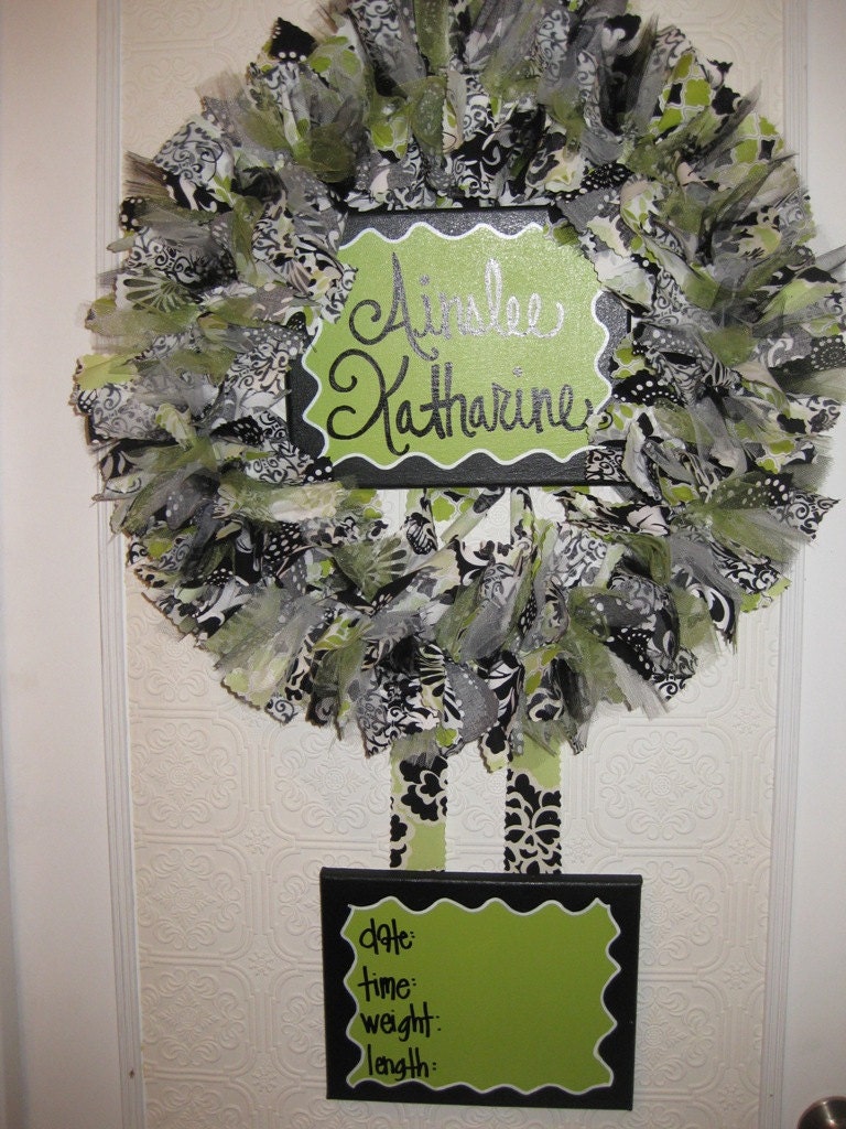 Custom Boutique Baby Wreaths, Birth Announcements, and Hospital Door Hangers