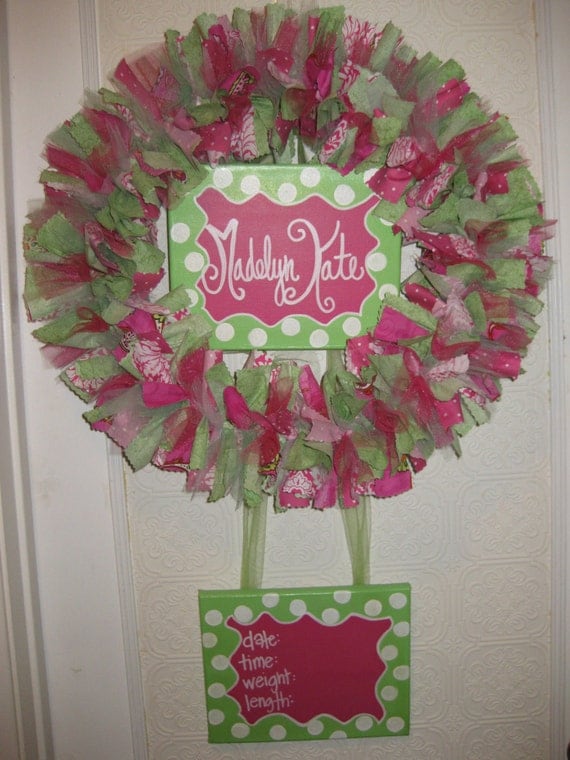 Custom Boutique Baby Wreaths, Birth Announcements, and Hospital Door Hangers